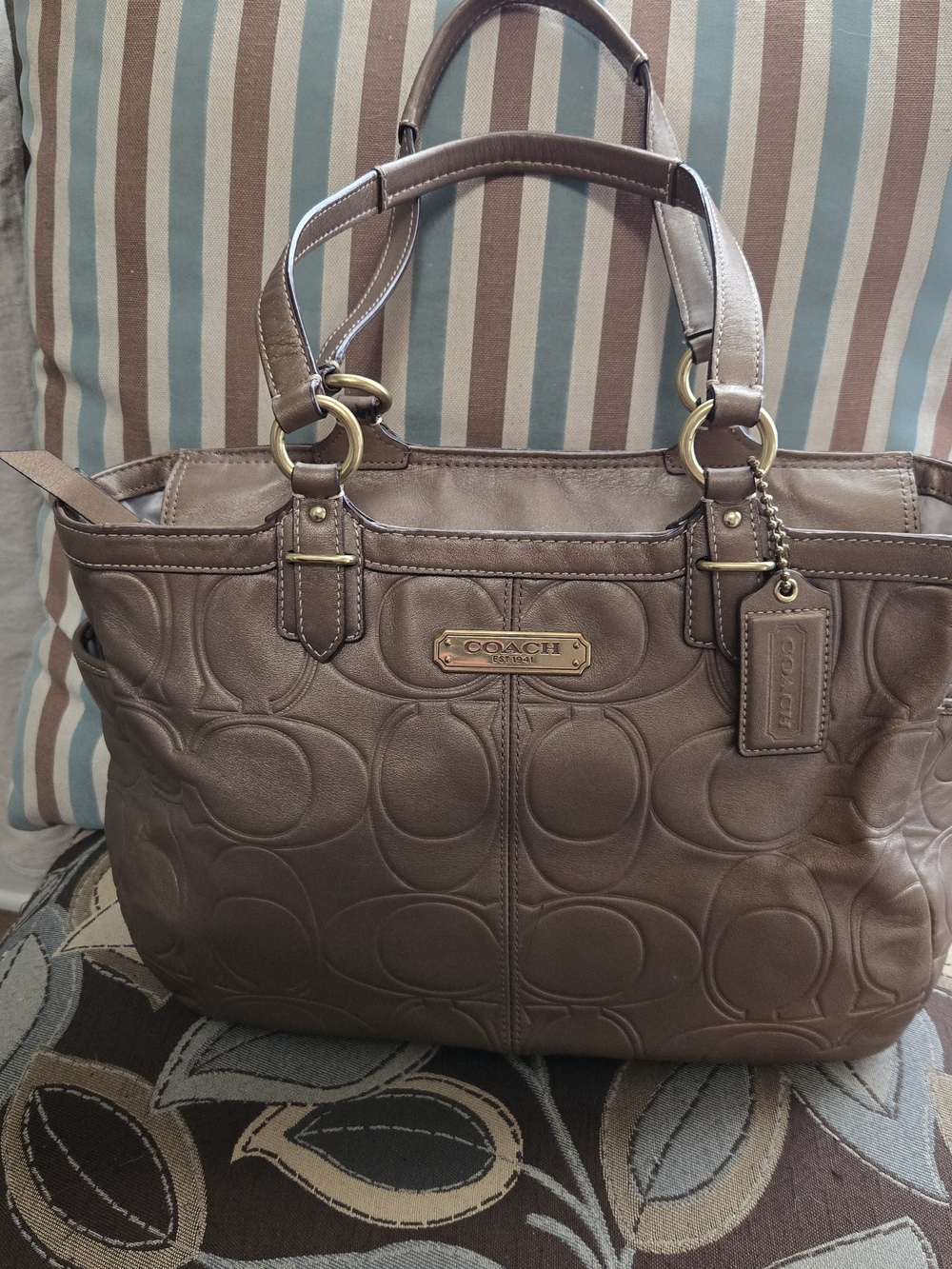 Coach Brown Signature Leather Tote